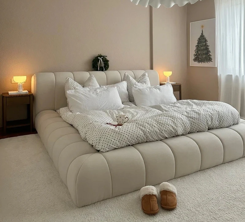 Light Beige King Size Bubble Bed